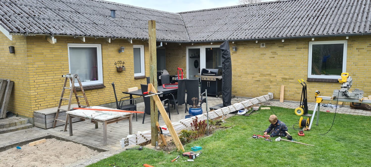 Overdækning med tagrende Overdækning med tagrende